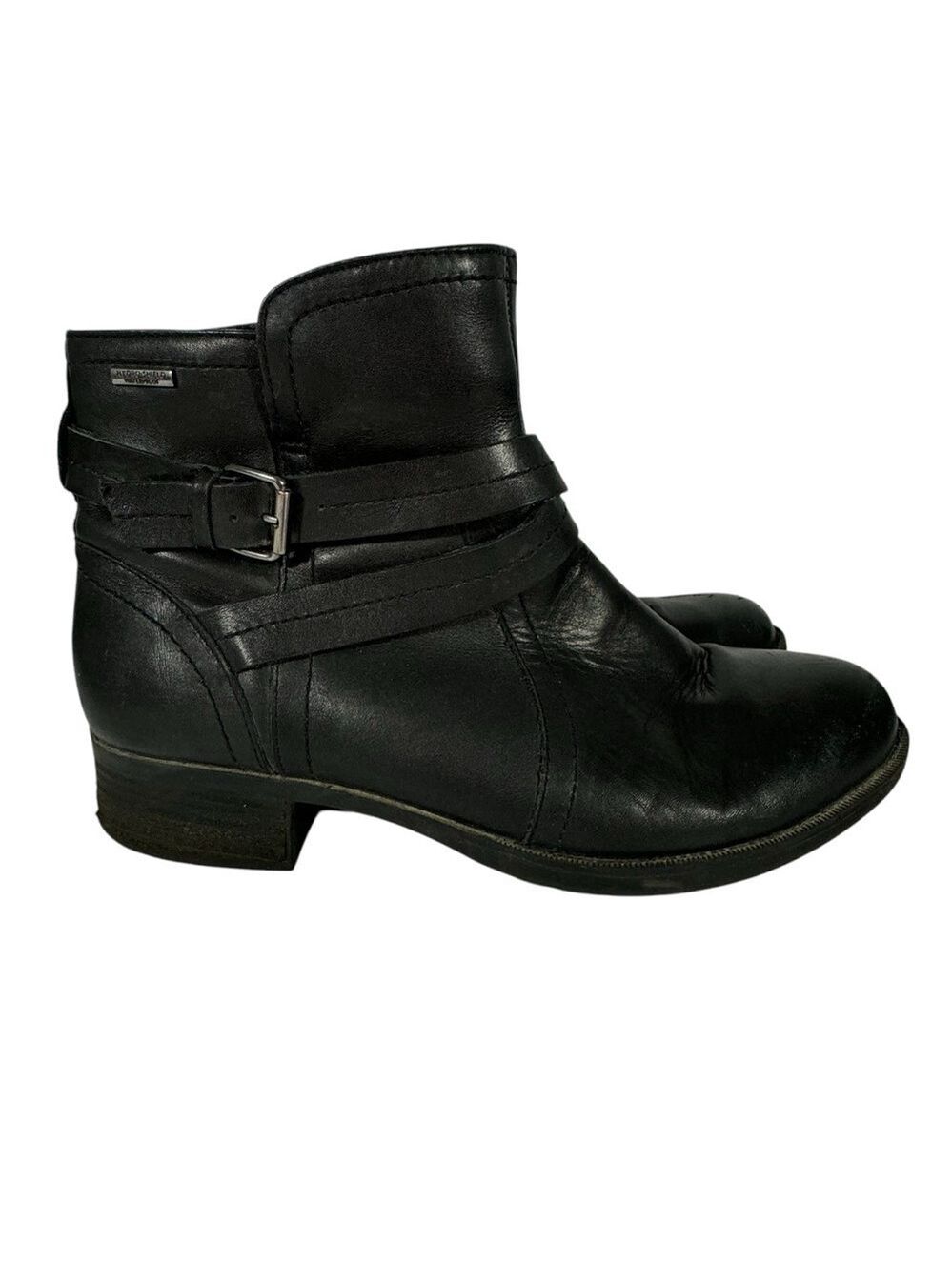 Rockport Leather Ankle Booties Womens 10 Black Heeled Boots Waterproof GUC